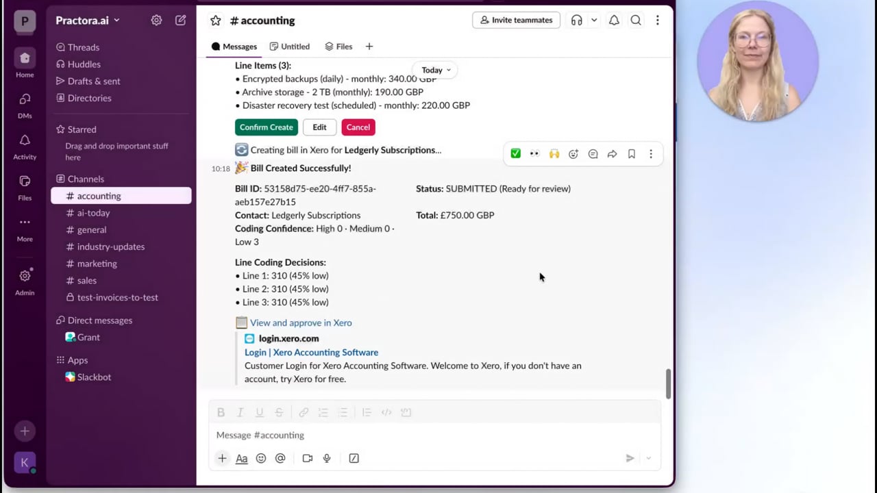 Practora Spark demo in Slack